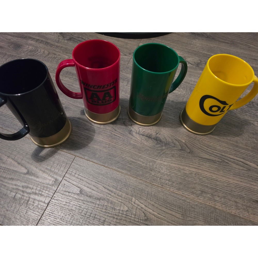 Vintage Big Shot Shotgun Shell Mug Set 4 Browning Winchester Remington Colt 12GA